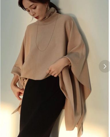 アニュアンス anuans ケープニット ポンチョ ニット セーター ベージュ