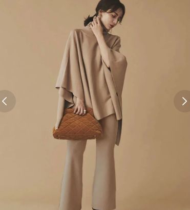 アニュアンス anuans ケープニット ポンチョ ニット セーター ベージュ