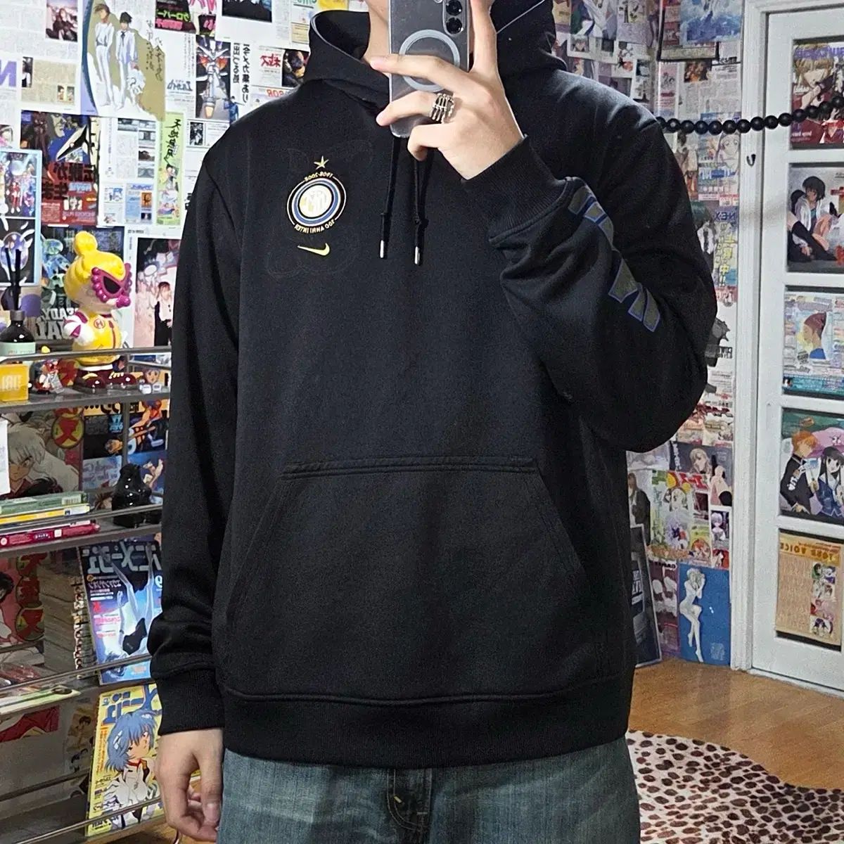 NIKE 00s インテルミラン ロゴ ブラック ポリ フーディー - メルカリ