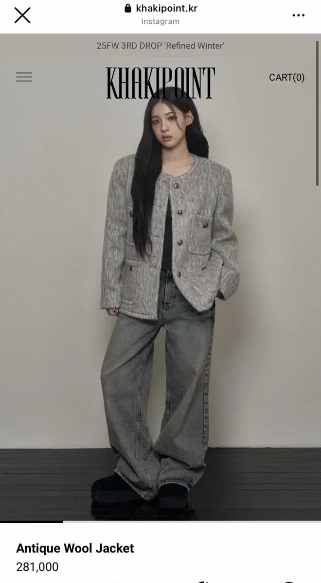 カーキポイント アンチック ウール ジャケット グレー ツイード