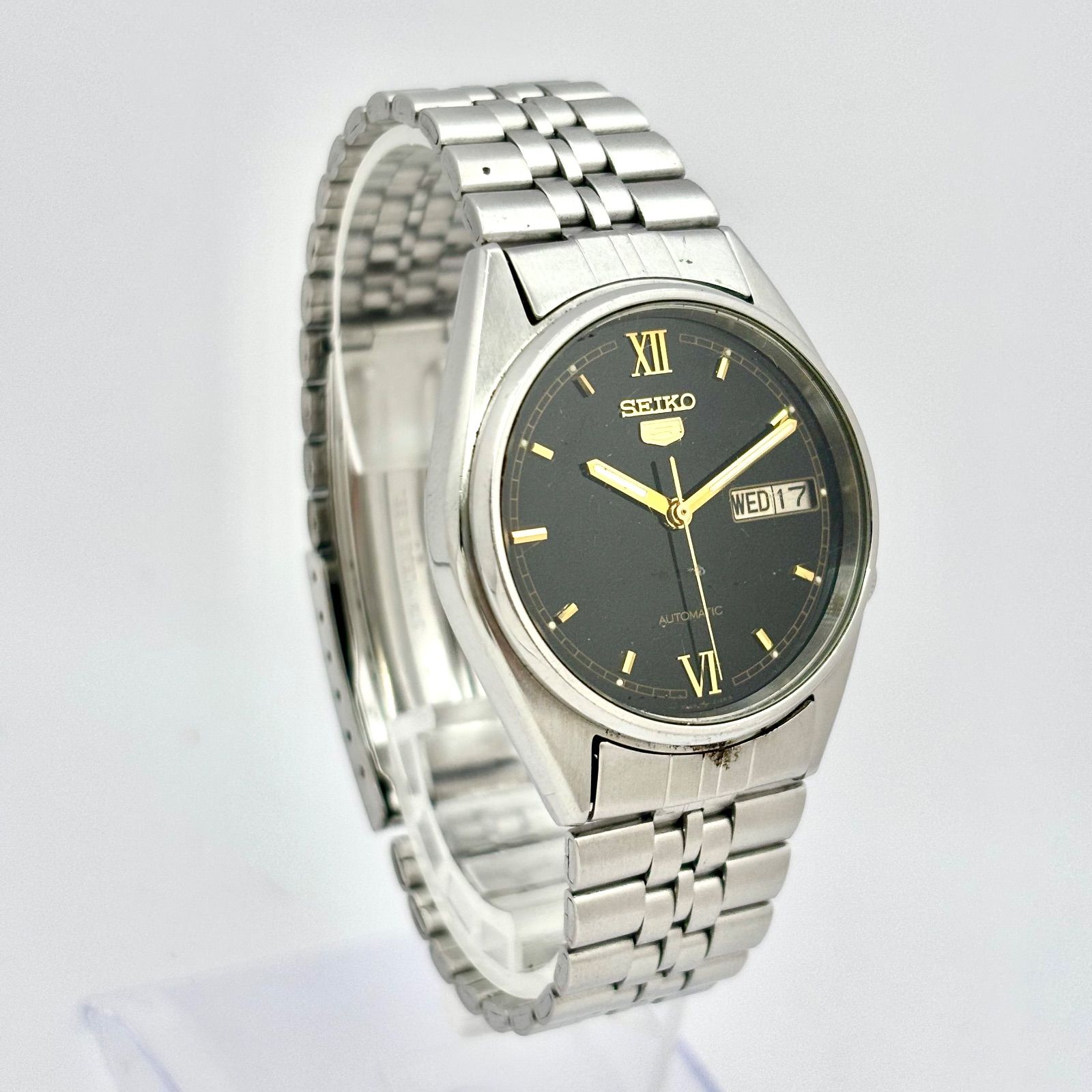 稼働】SEIKO5 セイコー5 機械式 自動巻き メンズ 腕時計 シルバー