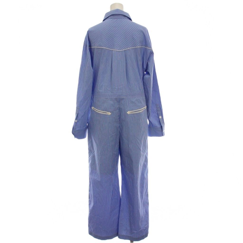 メゾン MAISON SPECIAL 2 way Western Shirt All In One Outfit シャツオールインワン つなぎ ストライプ 36 水色 白 YM