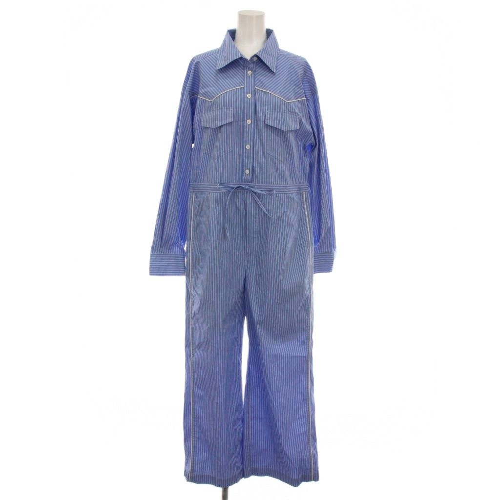 メゾン MAISON SPECIAL 2 way Western Shirt All In One Outfit シャツオールインワン つなぎ ストライプ 36 水色 白 YM