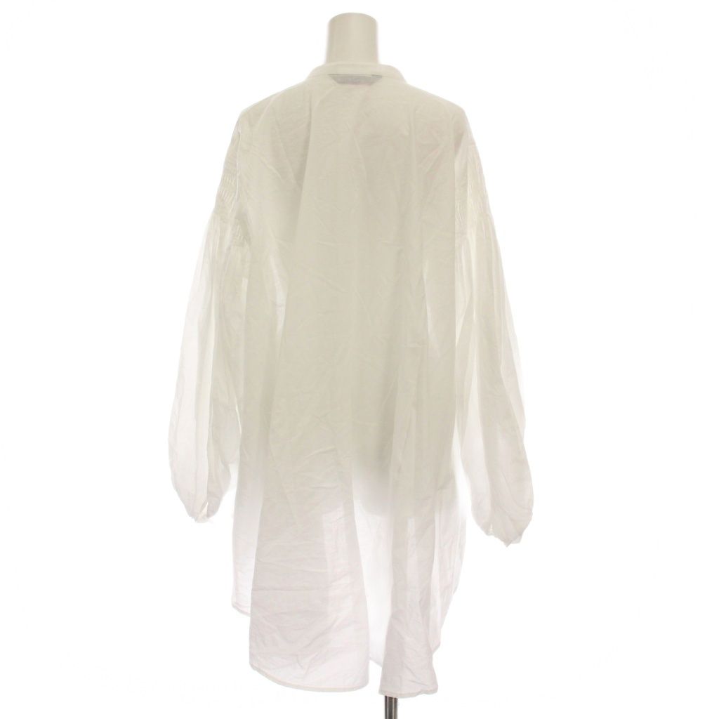 ミズイロインド mizuiro ind ピンタックパフスリーブシャツ ブラウス バンド 長袖 白 ホワイト 3-230043 YM