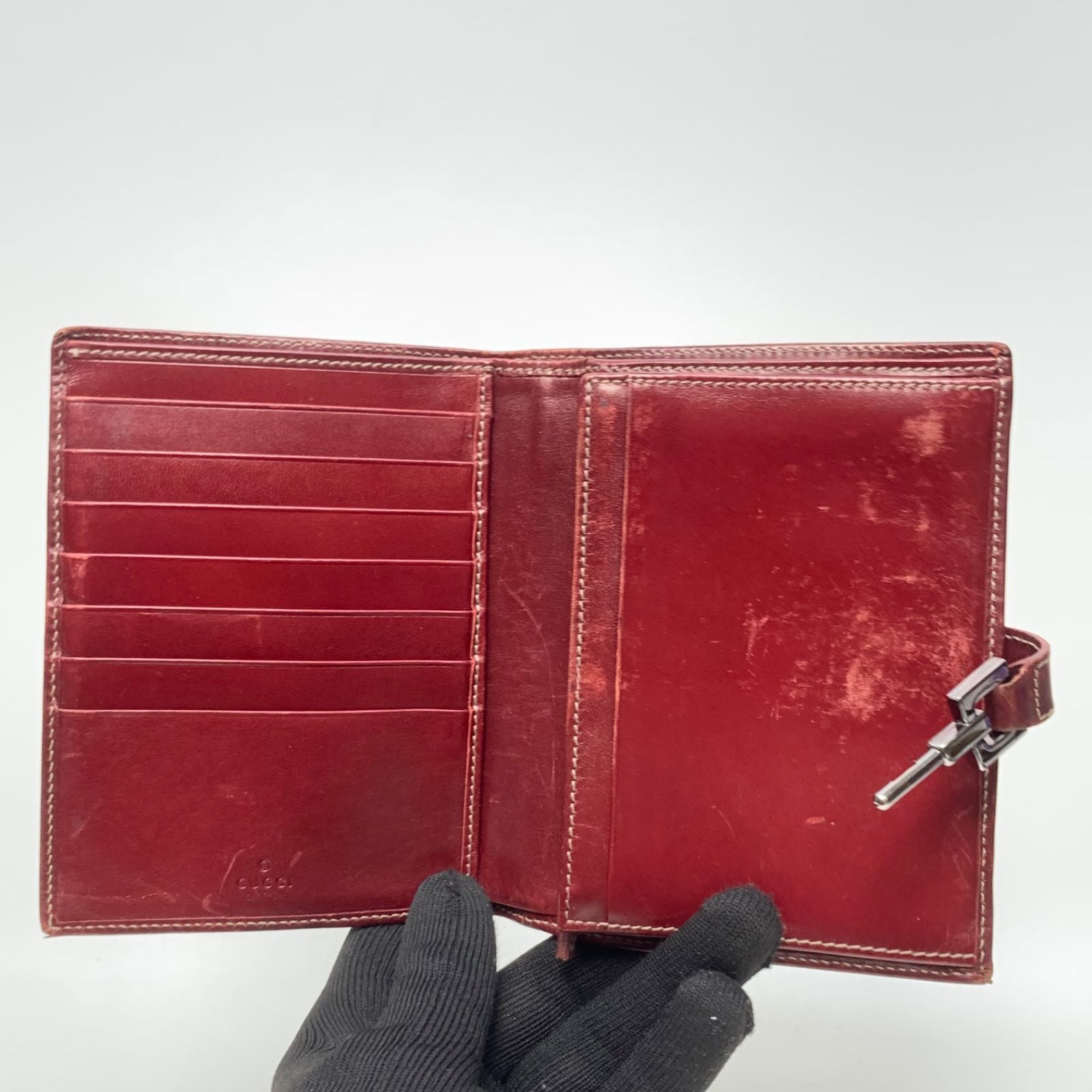 3171 GUCCI グッチ 折り財布 レザー ジャッキー レッド系 - メルカリ