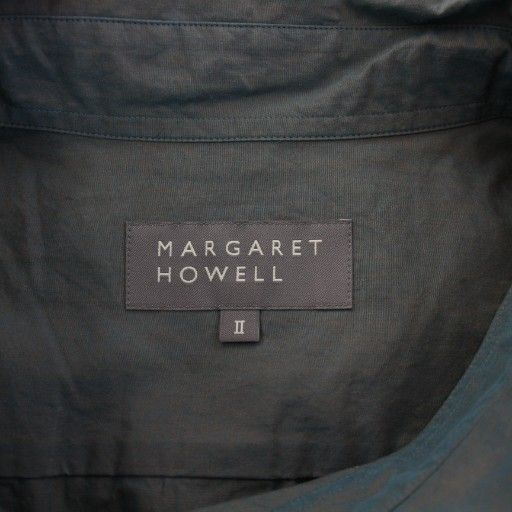  マーガレットハウエル HOWELL 24 AW COTTON POPLIN コットンポプリンシャンブレー ボウタイシャツ ブラウス 長袖 レギュラー オーロラ 2 青 ブルー グレー 578-5153003 BB 長袖 シャツ ブラウス