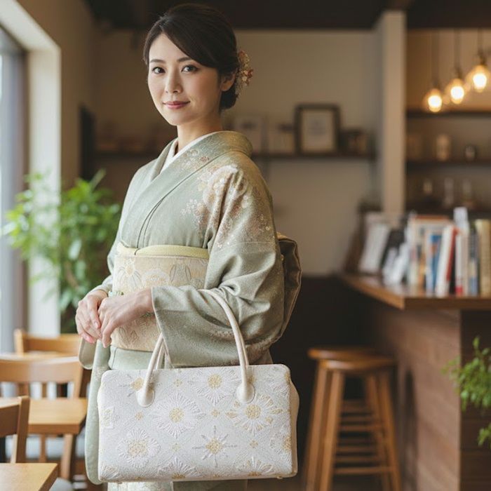 白梅☆利休バック☆新品未使用☆日本製 楽天市場】【日本製】【西陣織帯地使用】【正絹】【白梅】【華千年