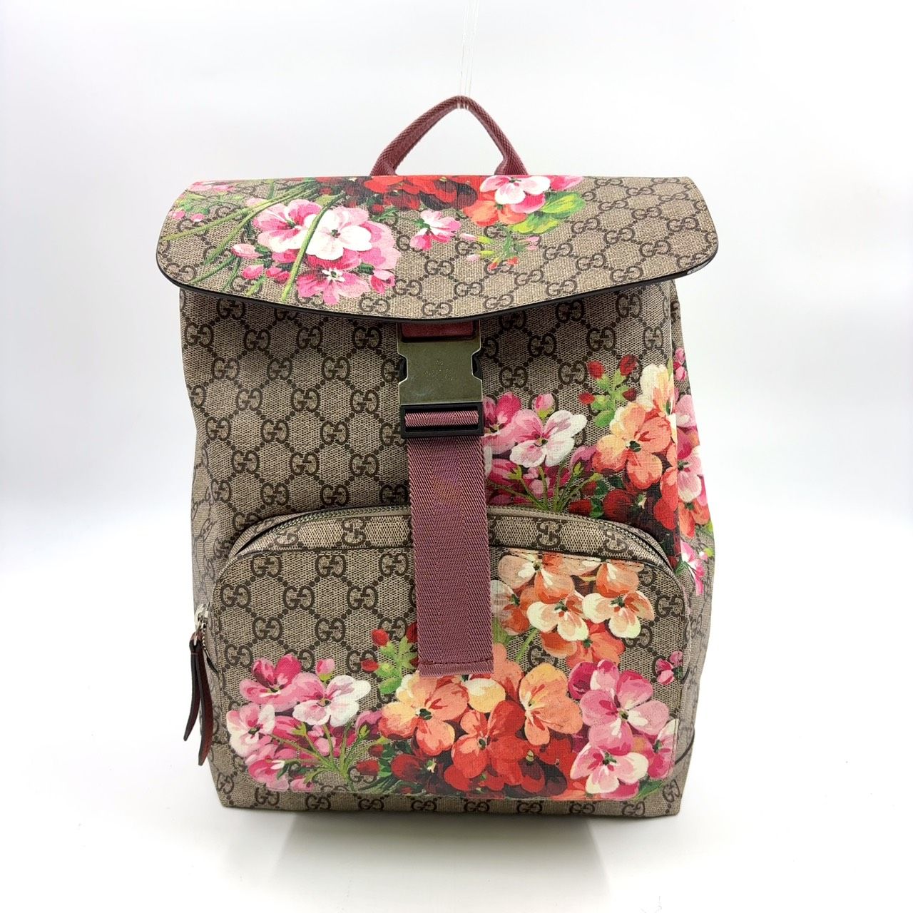 極美品 GUCCI ブルームス リュックサック アンティークローズ 4 GUCCI GGブルームス アンティークローズ PVC ピンク×ベージュ リュック