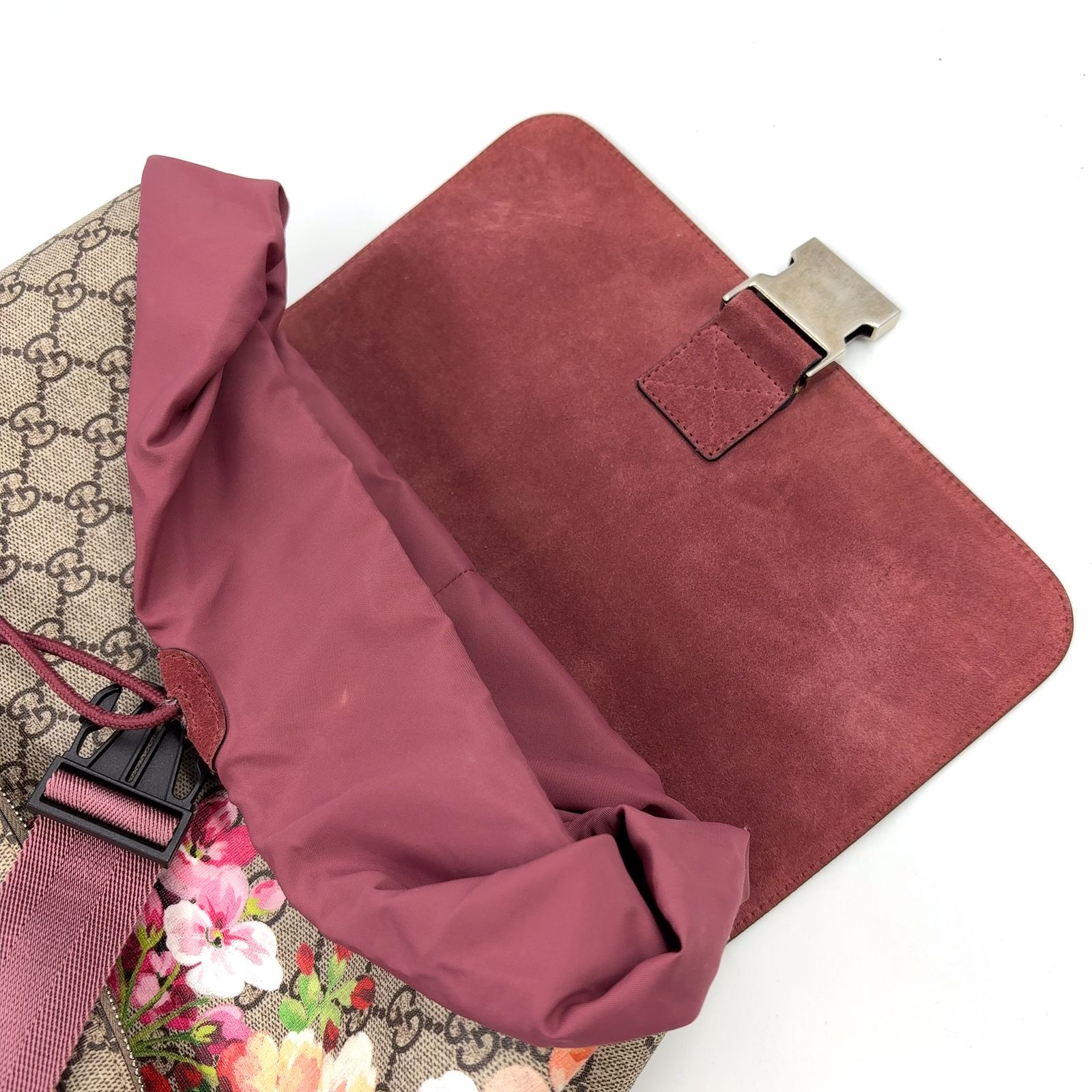 GUCCI GGブルームス アンティークローズ PVC ピンク×ベージュ リュック