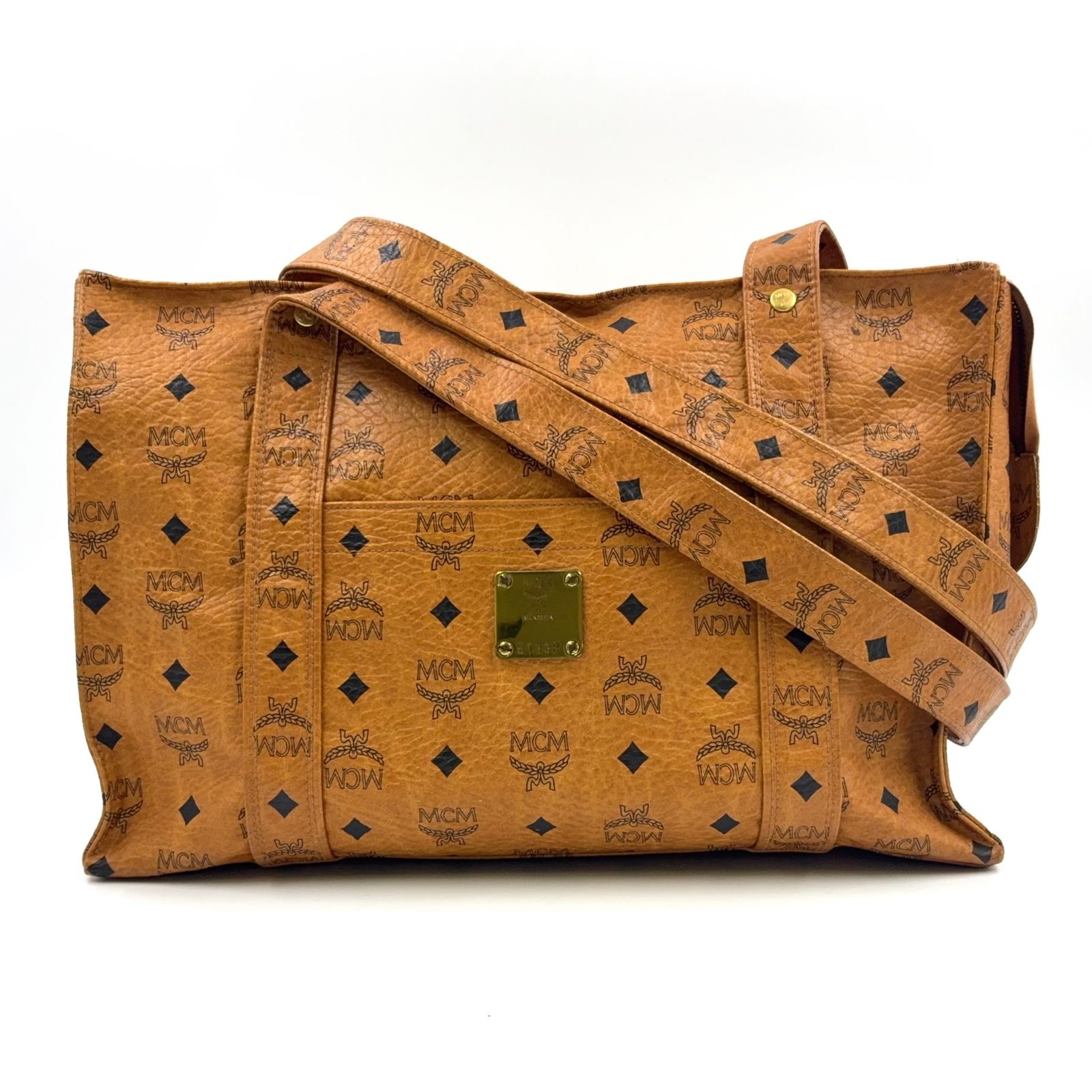 MCM ヴィセトス柄 PVC ブラウン トートバッグ ゴールド - メルカリ