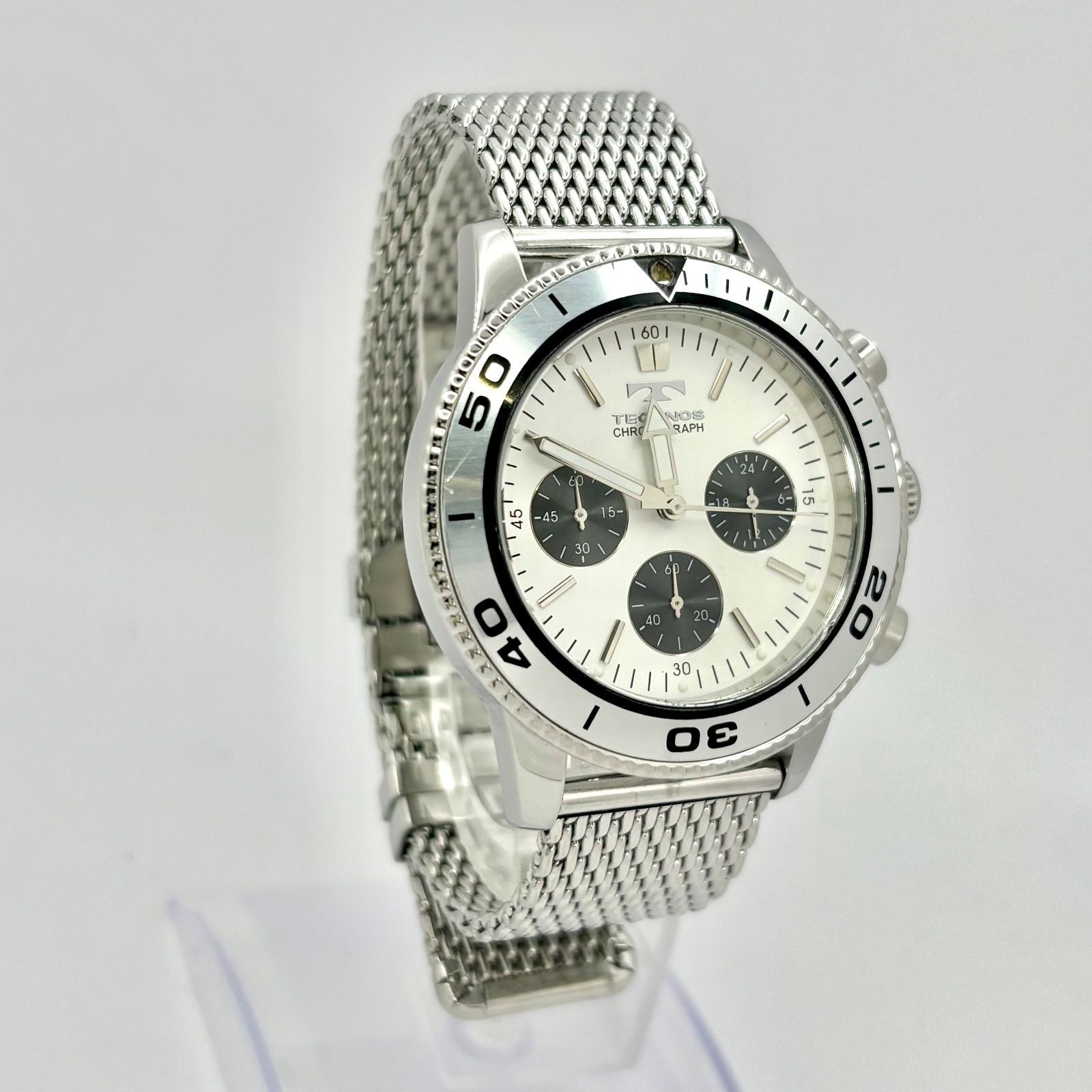 美品/新品電池】TECHNOS テクノス メンズ 腕時計 クロノグラフ