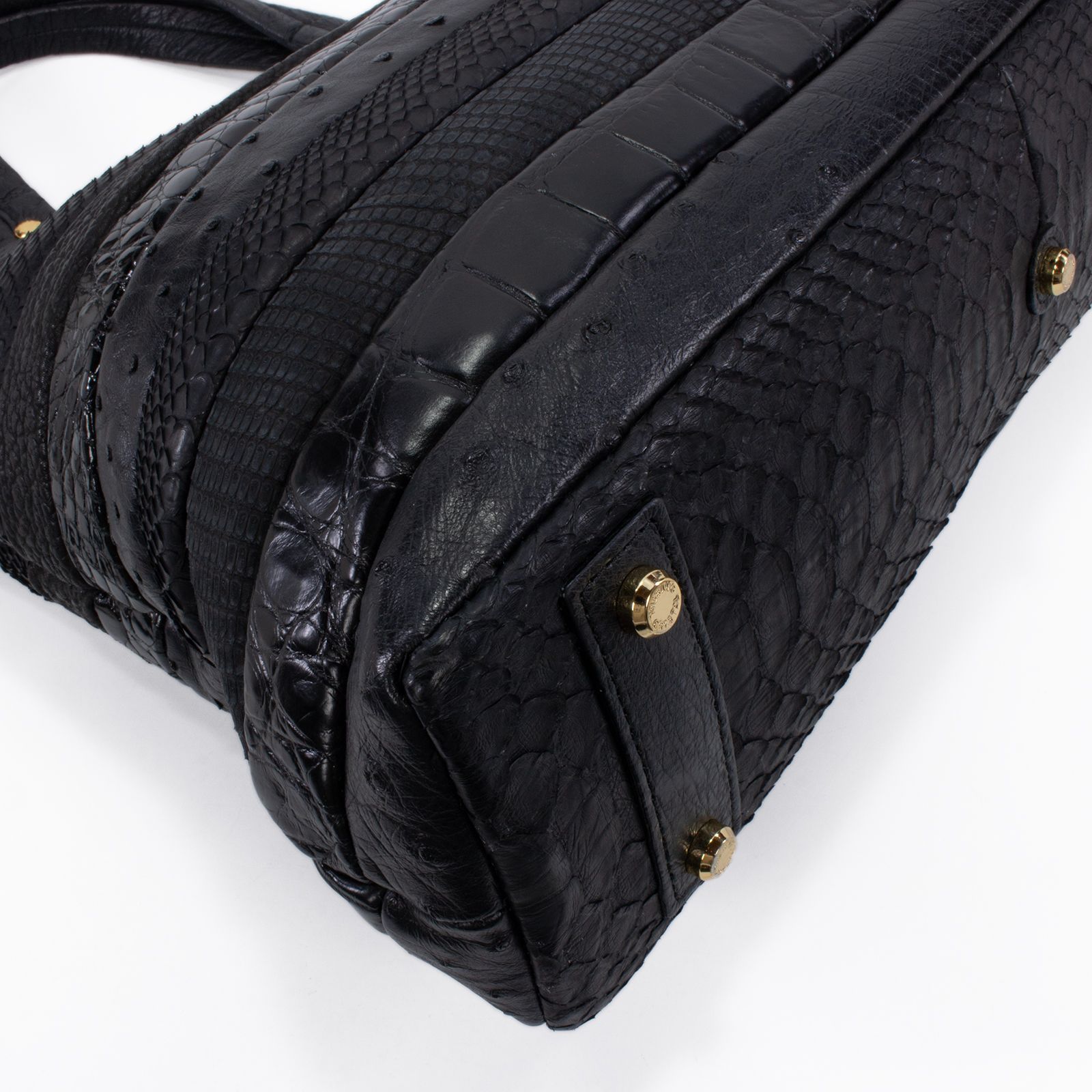 美品】JRA オーストリッチ レザーバッグ 黒 クリスタルレプティルズ