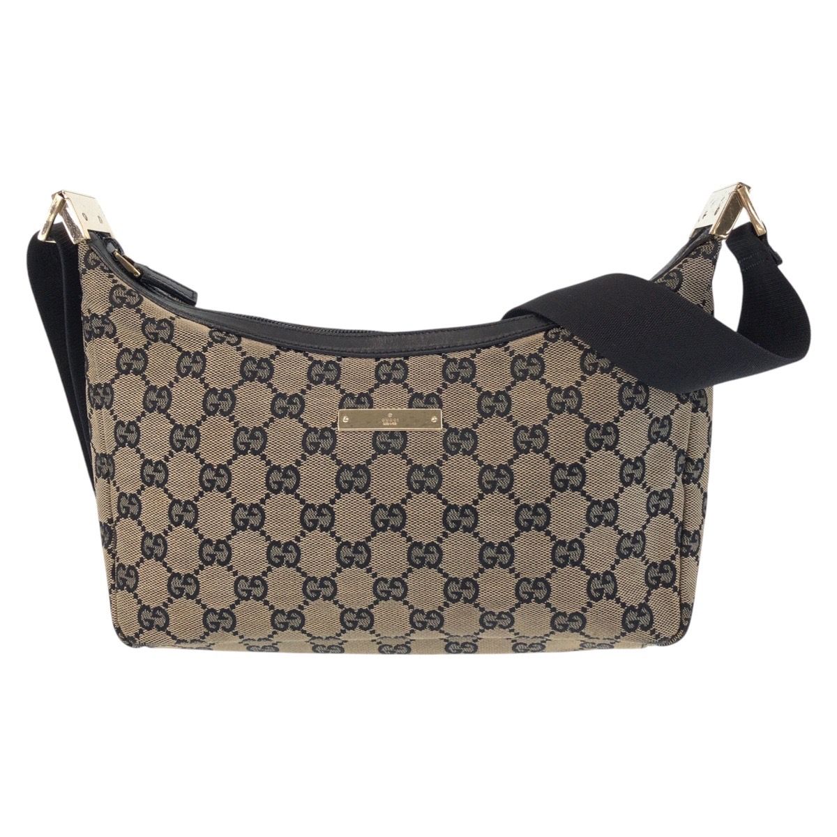 GUCCI グッチ ベージュ ブラック 黒 ゴールド金具 GGキャンバス 019 