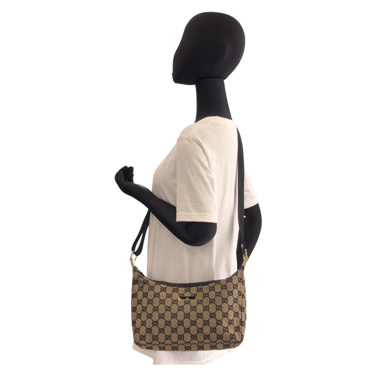 GUCCI グッチ ベージュ ブラック 黒 ゴールド金具 GGキャンバス 019 