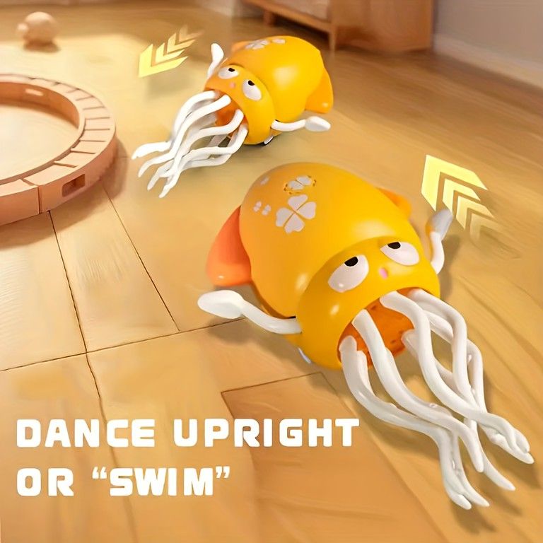 光る！踊る！】LEDライトアップ 電動タコのおもちゃ 自動移動 8本足 3