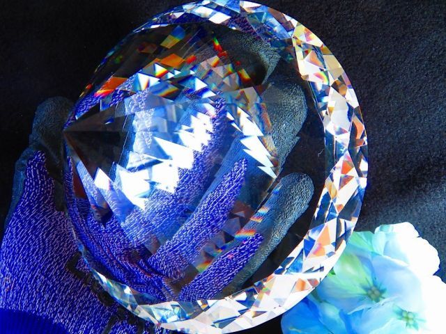 絶品超綺麗K9白水晶☆レインボー入り☆千層ダイヤモンド置物超巨大