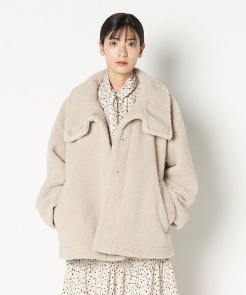 934y*美品 HELIOPOLE エリオポール スタンドアップカラー ボア 