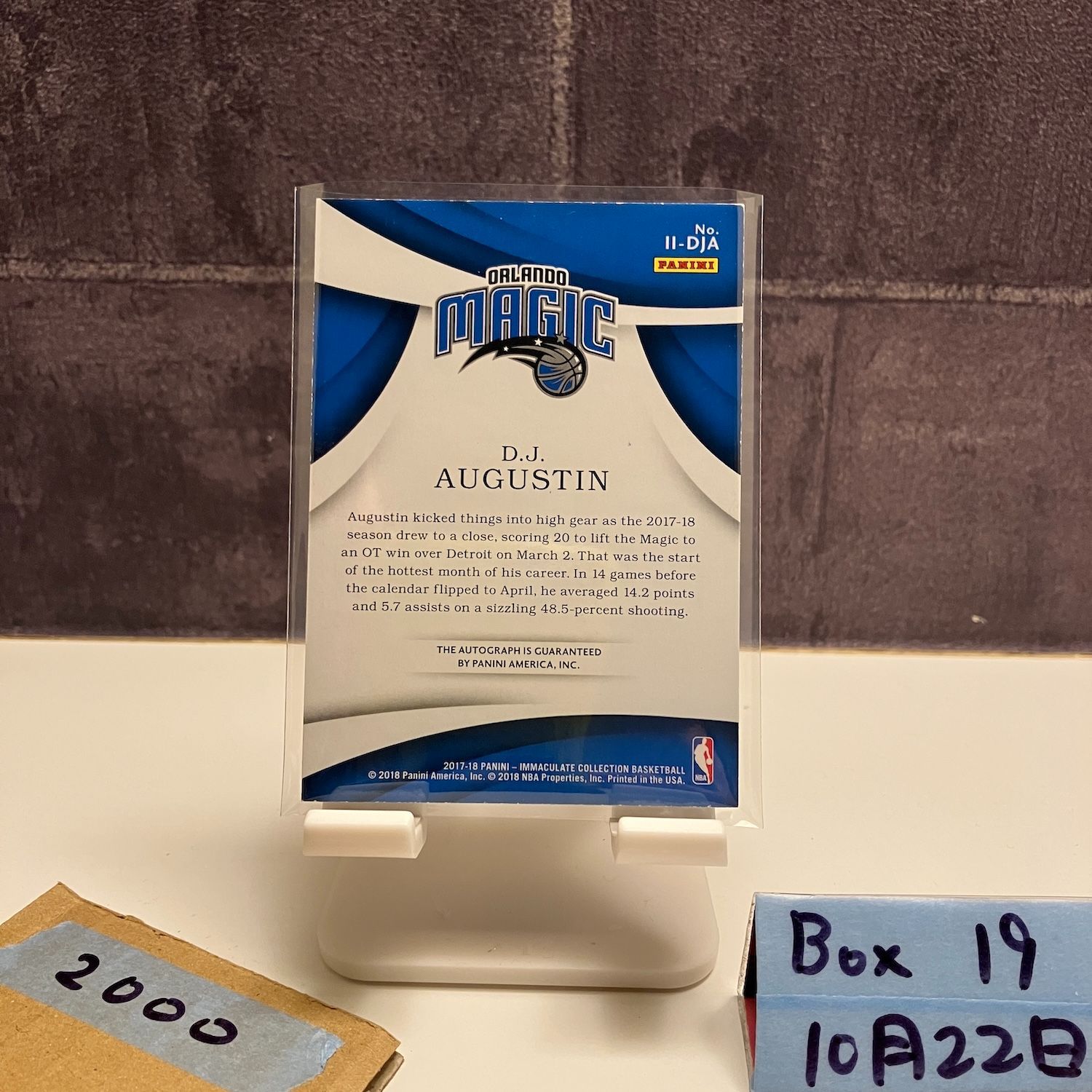 2017-18 Panini D.J. Augustin 02/99 直筆サインカード Orlando Magic
