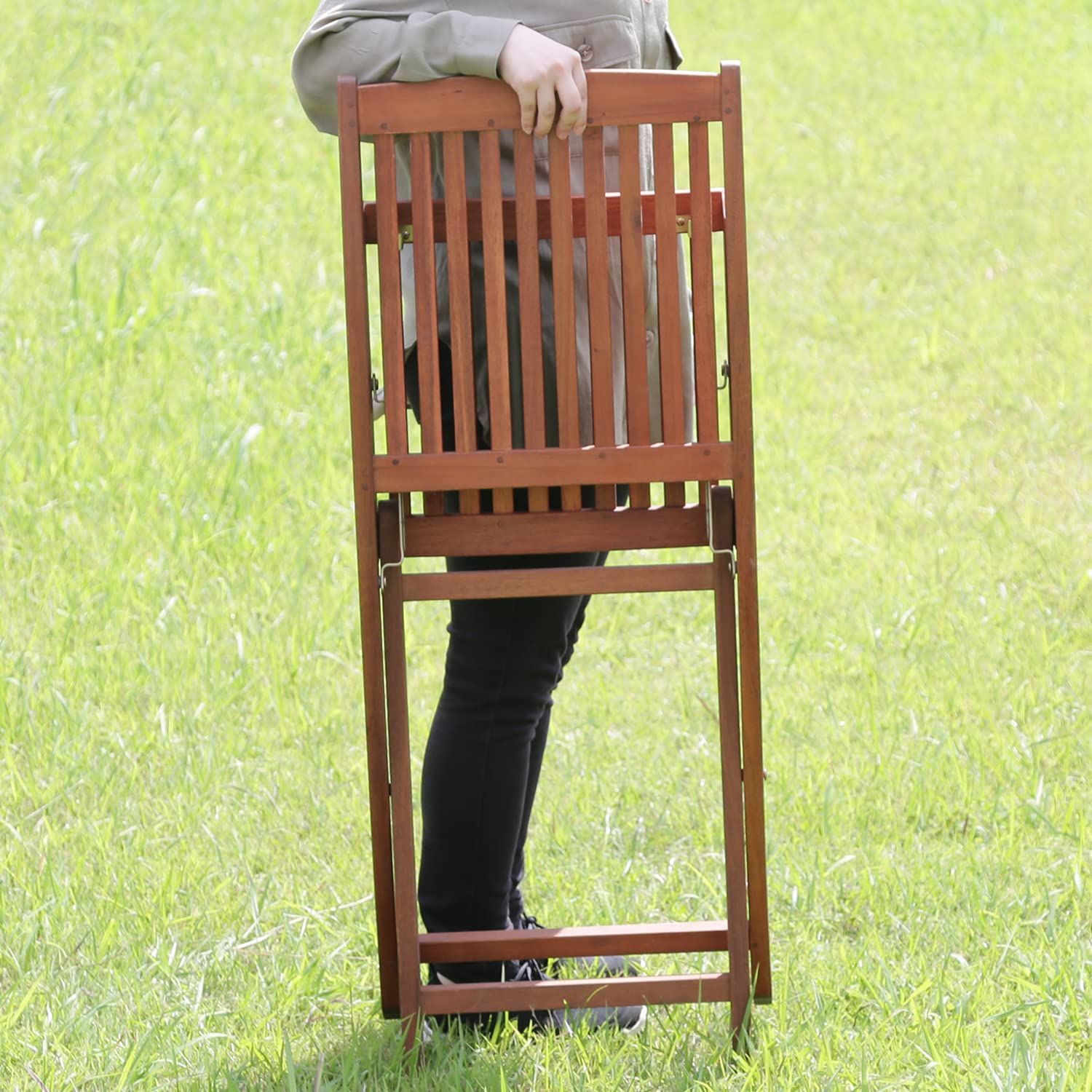 新着商品】フォールディングチェア ブラウン 幅54×奥行62×高さ91cm