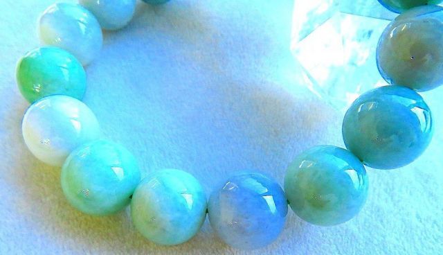 超激レア！極上！潤艶美麗！糸魚川翡翠☆ブルーー翡翠ブレスレット