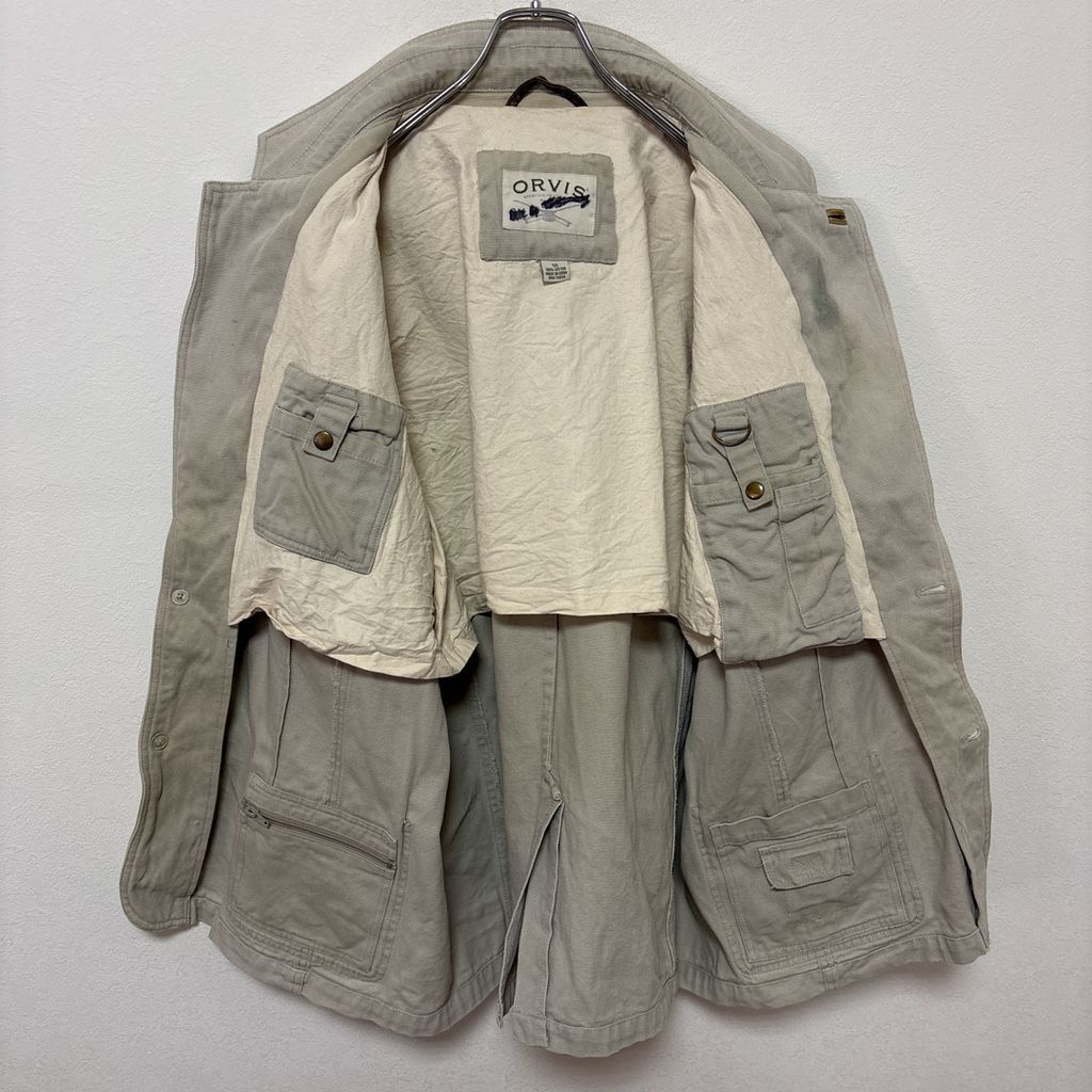 ORVIS】 90s オープンカラー切り替え レザーエルボーパッチ ダック