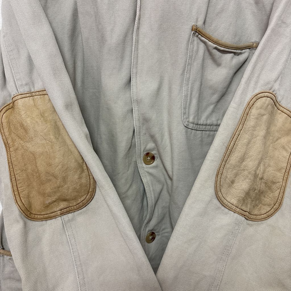 ORVIS】 90s オープンカラー切り替え レザーエルボーパッチ ダック