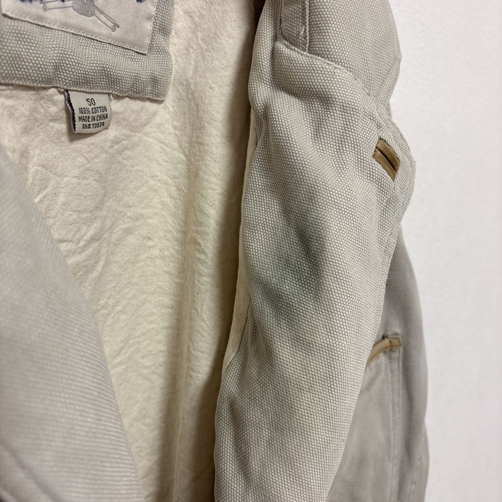 ORVIS】 90s オープンカラー切り替え レザーエルボーパッチ ダック