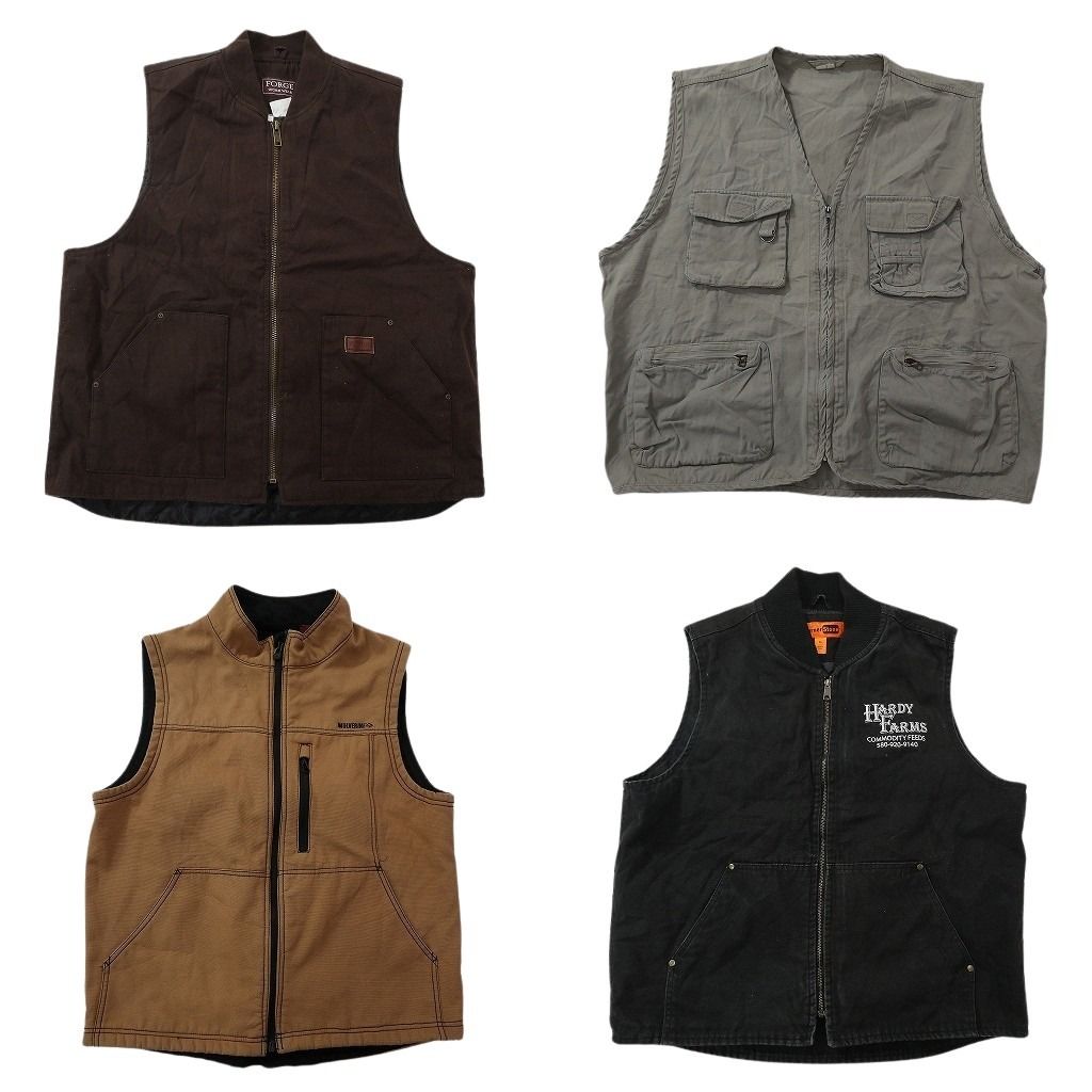 古着卸 まとめ売り ダック地 ベスト ジャケット 4枚セット (メンズ L