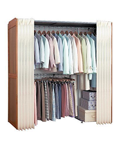 【数量限定】ブラウン サイズ：(約)幅118?190×奥行55×高さ173cm クローゼット吊り下げ収納 03466