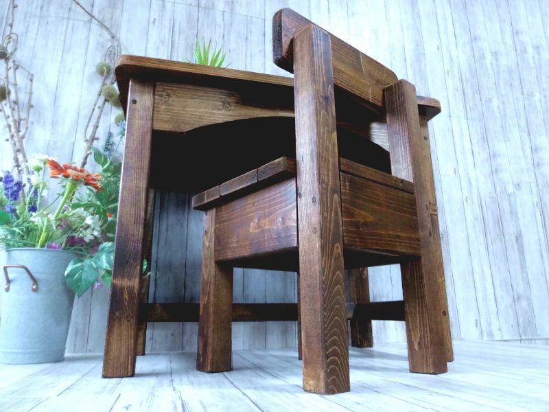 ハンドメイド キッズチェア&キッズデスク（ダークチーク色） ハンドメイド キッズデスク（ダークチーク色）