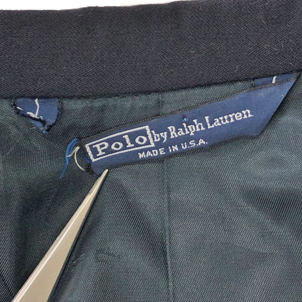 90s POLO Ralph Lauren 紺ブレ ダブル テーラードジャケット 90s スペイン製 ポロ ラルフローレン ダブルブレスト テーラード