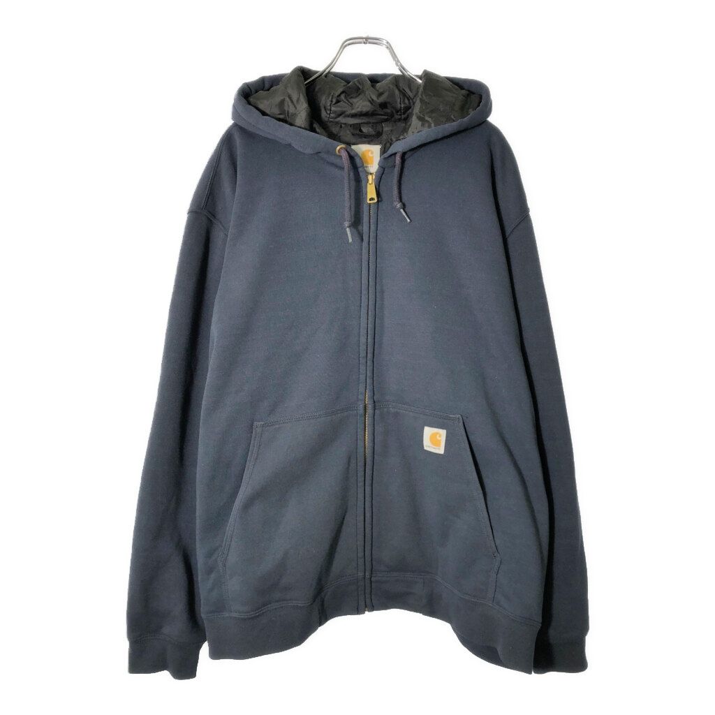 Carhartt カーハート フルジップ スウェットパーカー 大きいサイズ ネイビー(メンズ 2XL)中古 古着 V8928
