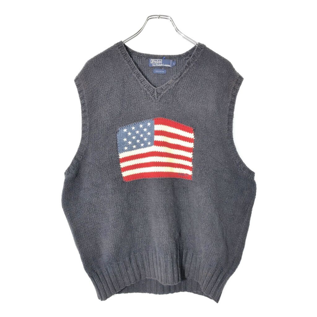 Polo by Ralph Lauren アメリカ国旗 ベスト L 90年代 Polo by Ralph Lauren ポロ ラルフローレン 星条旗 コットン