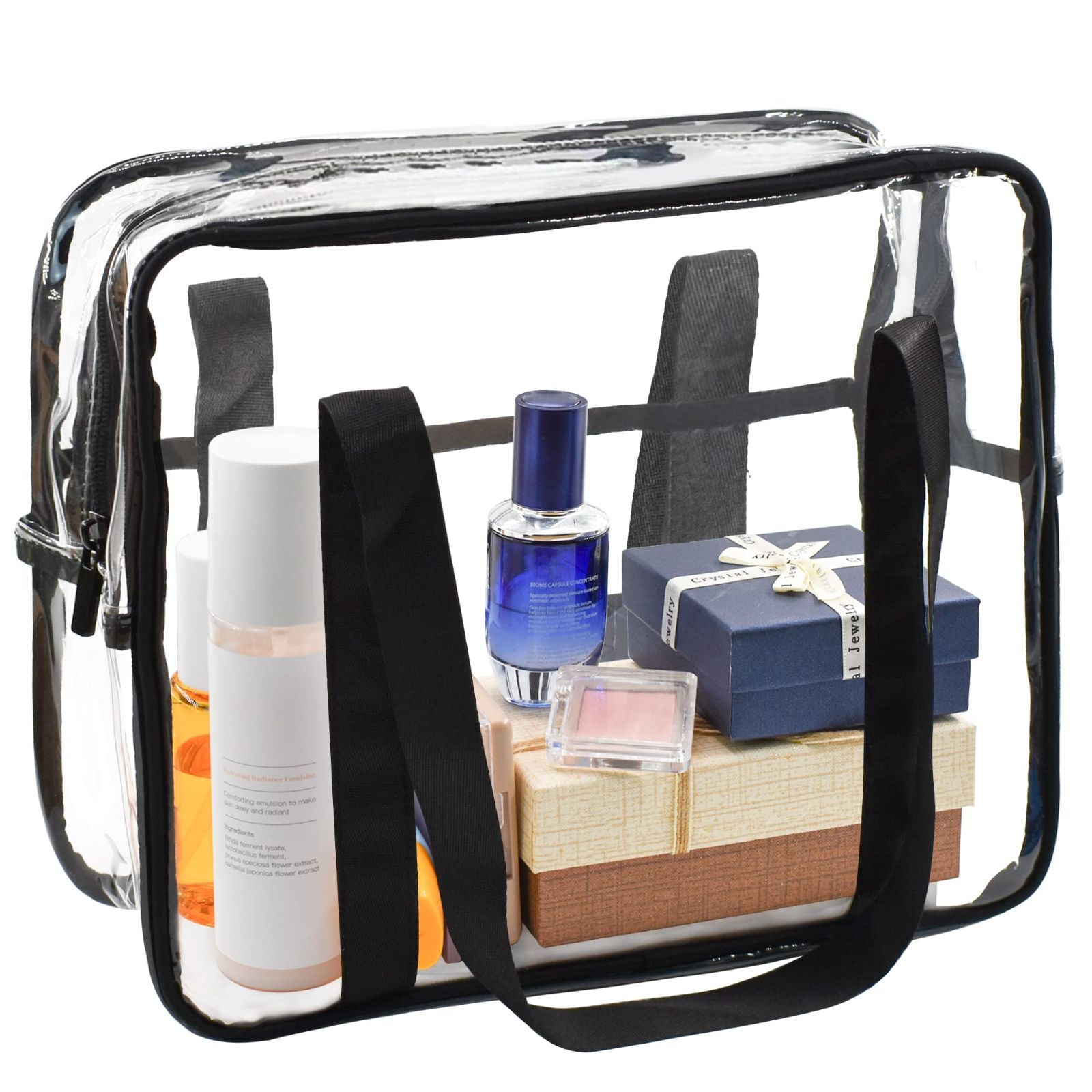 【在庫処分】透明 ビニール バッグ クリアバッグ トートバッグ プールバッグ 大容量 ショルダーバッグ [Enkrio] 温泉 旅行 出張