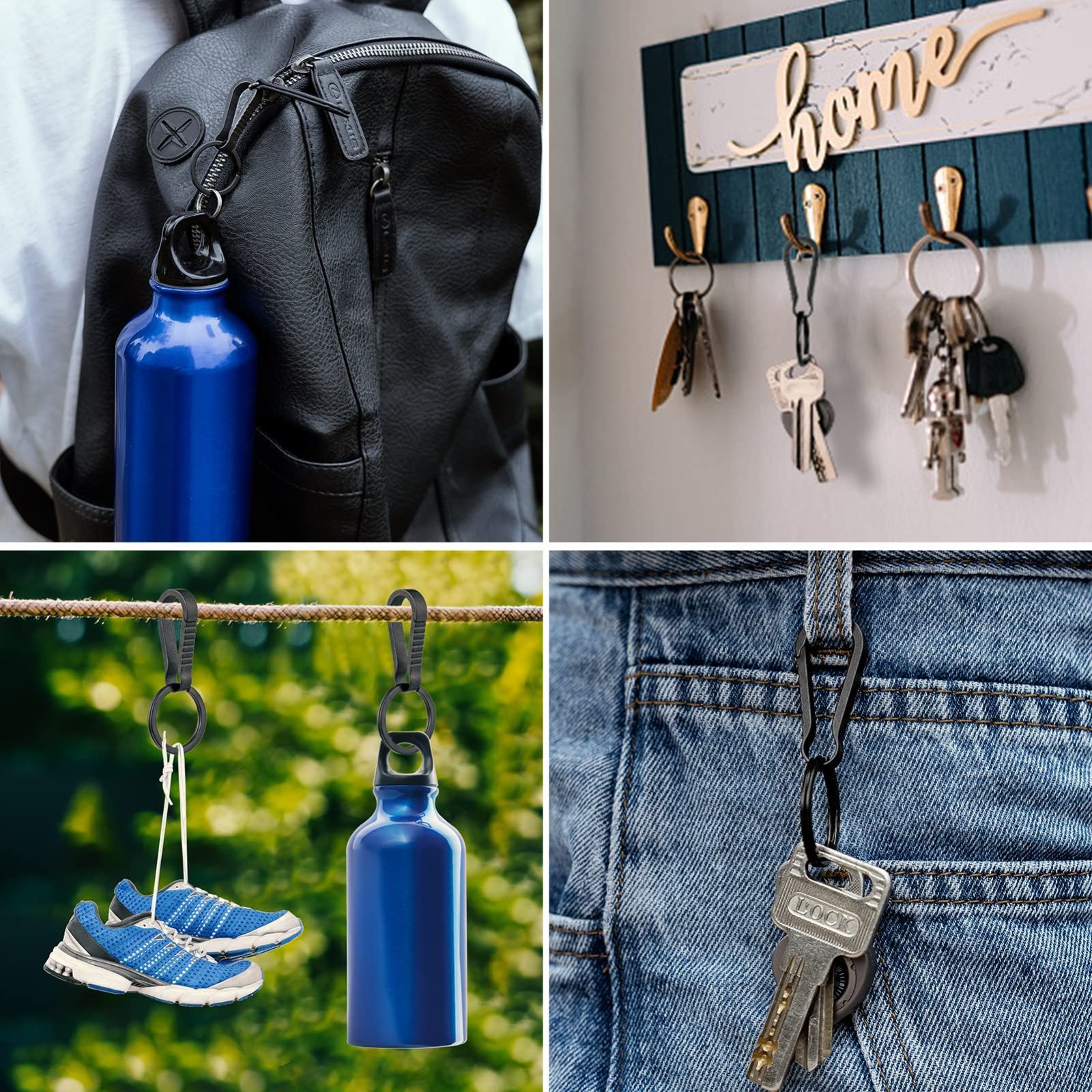 数量限定】キーチェーン 軽量 シンプル 頑丈 鍵 取付簡単 キーフック クイックリリース 車 メンズ クリップ カラビナ バックパックやベルトループ用に(ブラック/S*3個+ステンレスリング*3個)  小型 キーホルダー チタン - メルカリ