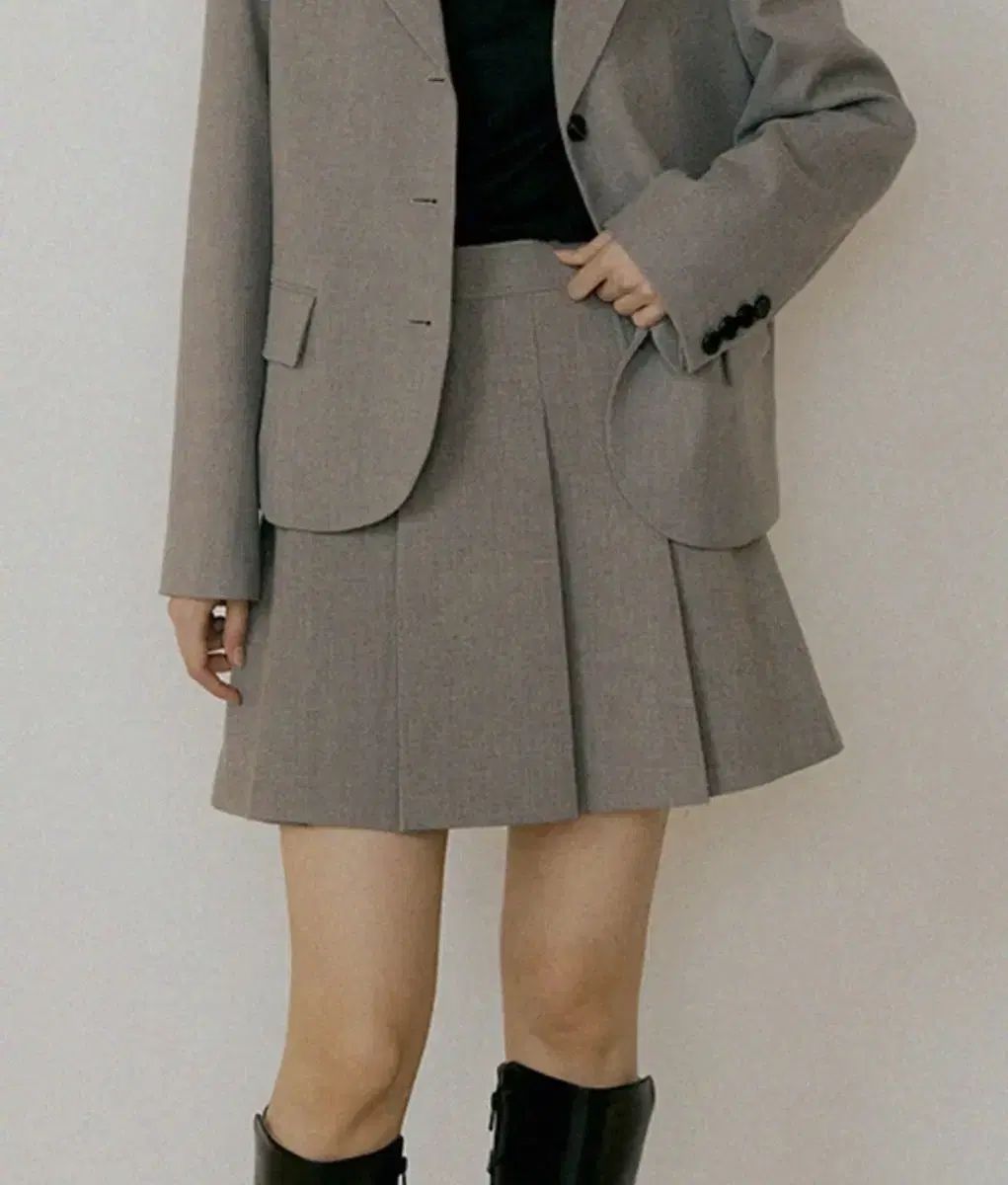 リング ソウル プリーツ ミニ スカート グレー pleated short skirt