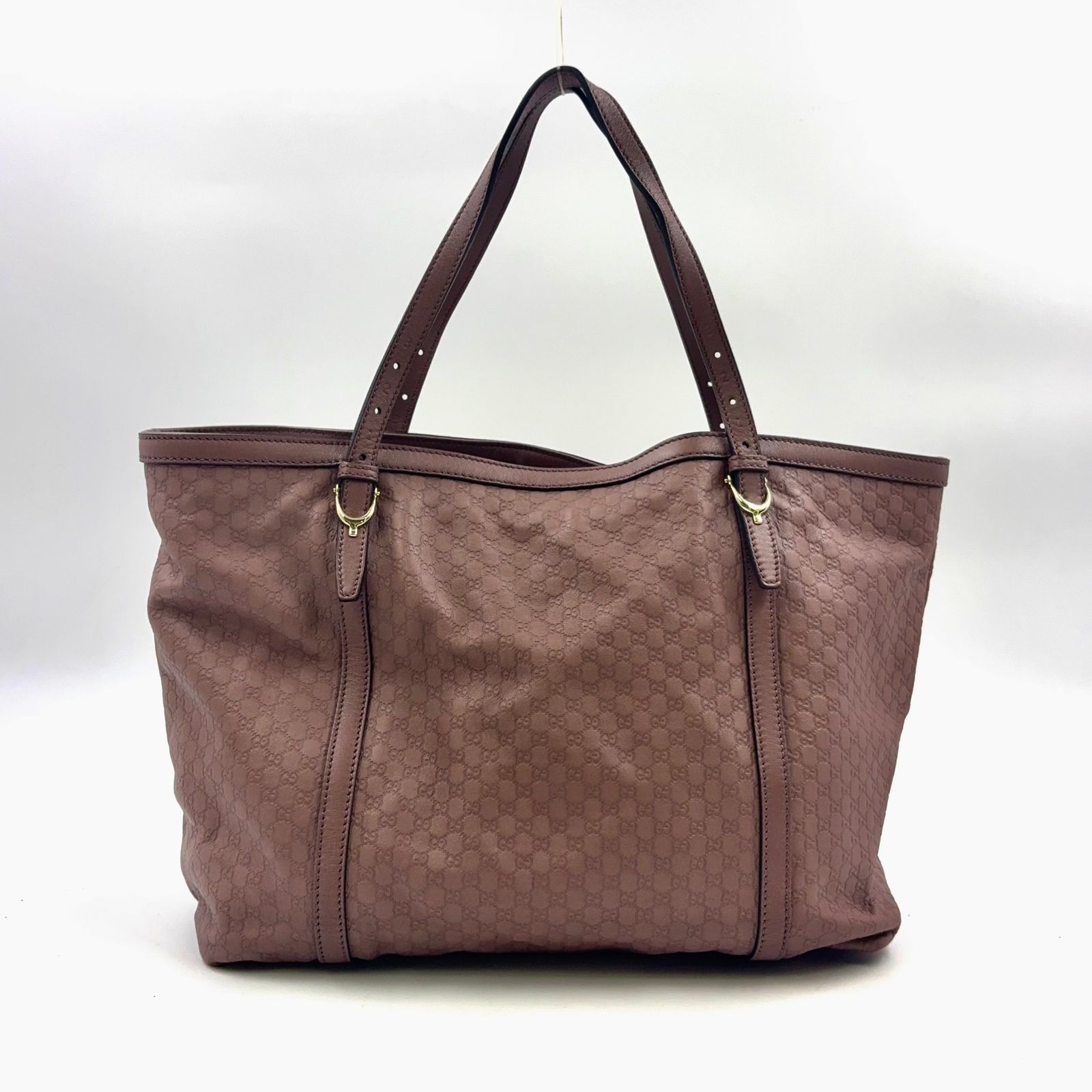 GUCCI ニース GGスプリーム レザー×PVC ダスティピンク トートバッグ