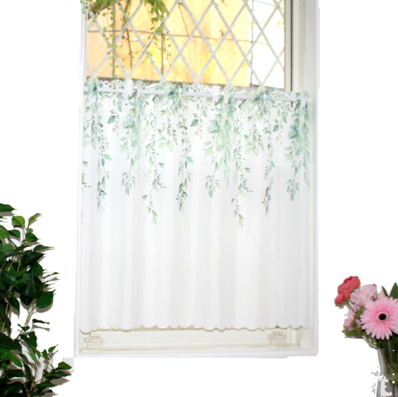 新品 clothshop布や カフェカーテン 小窓用 レース 日中外から見え