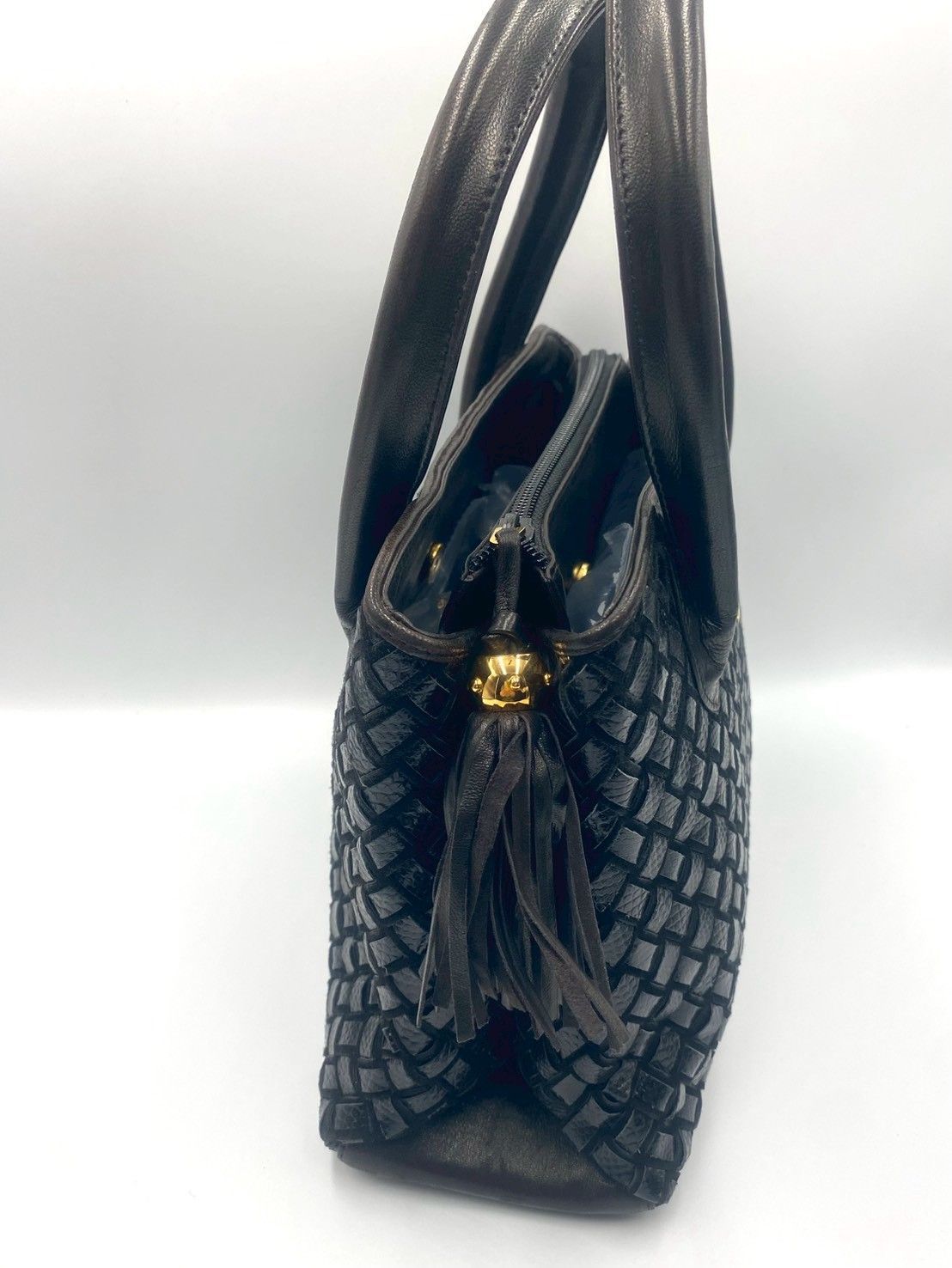 BALLY バリー 編み込み レザー タッセル トートバッグ ハンドバッグ