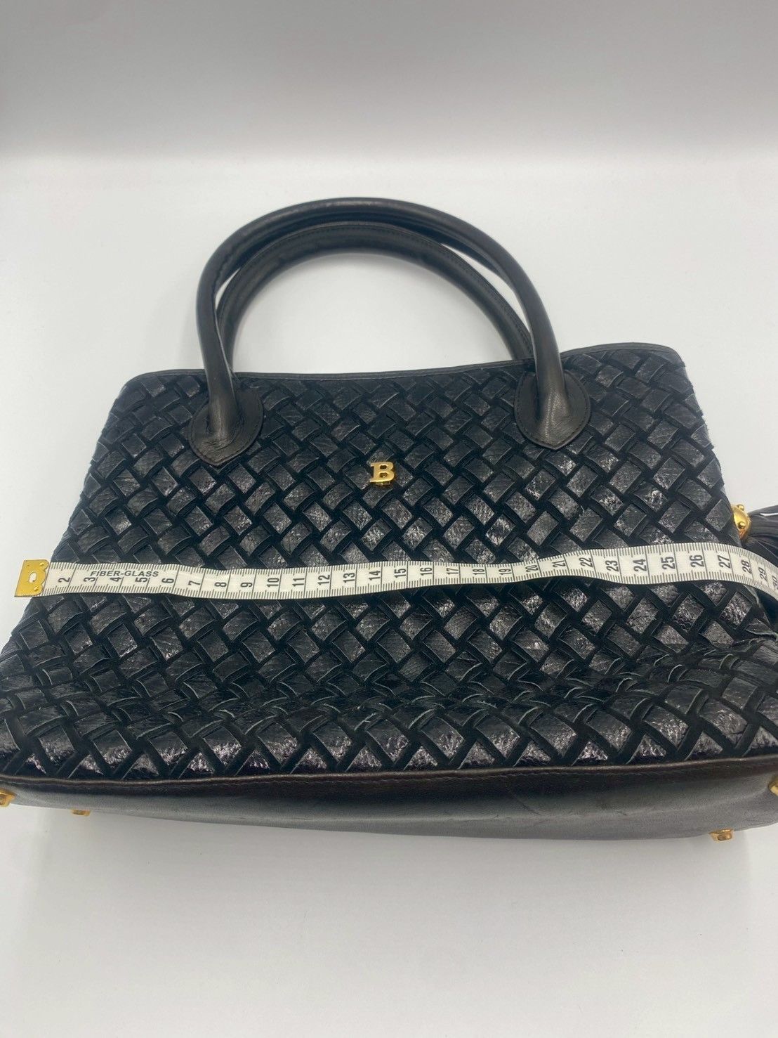 BALLY バリー 編み込み レザー タッセル トートバッグ ハンドバッグ