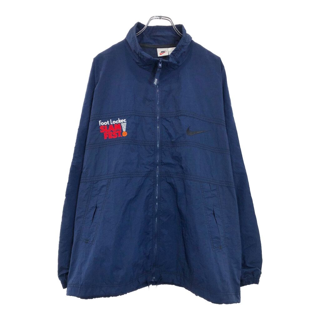 90年代 NIKE ナイキ Foot Locker Slam Fast ロゴ刺 ナイロンジャケット ネイビー(メンズ XL)中古 古着 U8646 90年代 NIKE ナイキ Foot Locker Slam Fast ロゴ刺 ナイロンジャケット