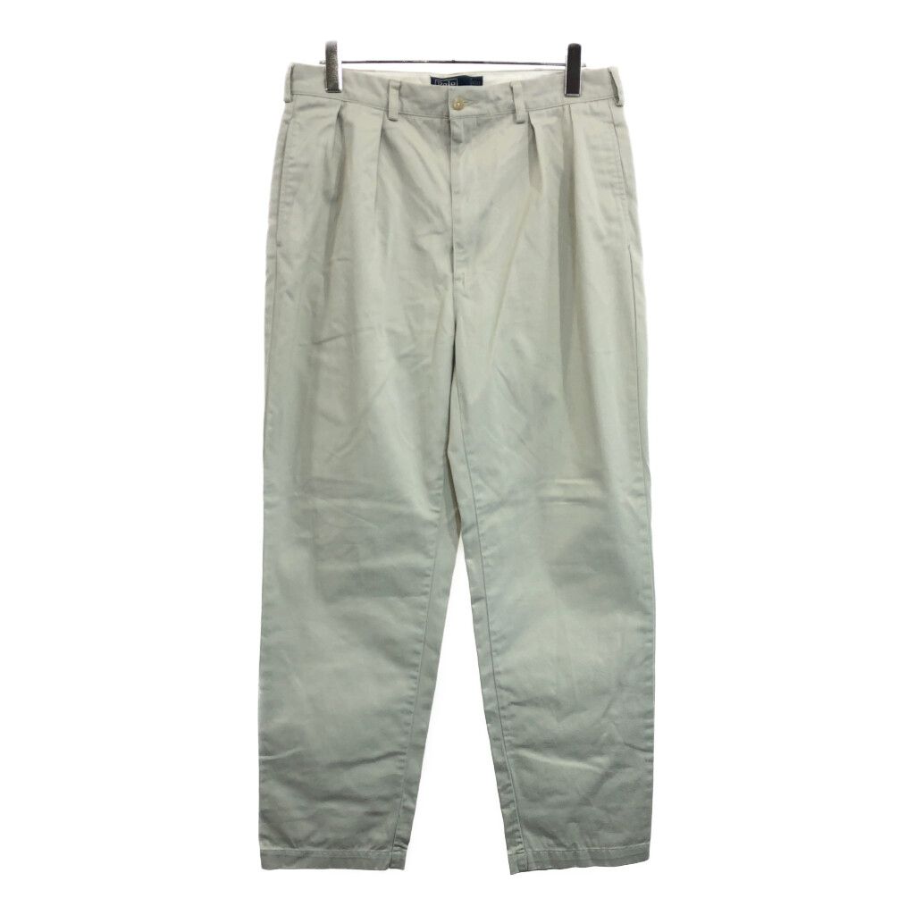 90s Polo ralph lauren チノ　2タック　プリーツ　ベージュ 90s Polo ralph lauren チノ 2タック プリーツ ベージュ - メルカリ