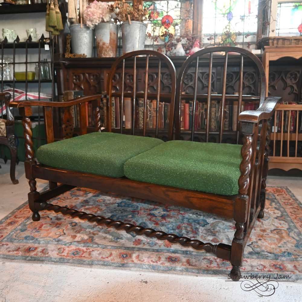 L 3710 54 英国アンティーク ソファ 布張りチェア ヴィクトリアン ホールベンチ 2人掛けソファ チェア ダイニングソファ イギリス