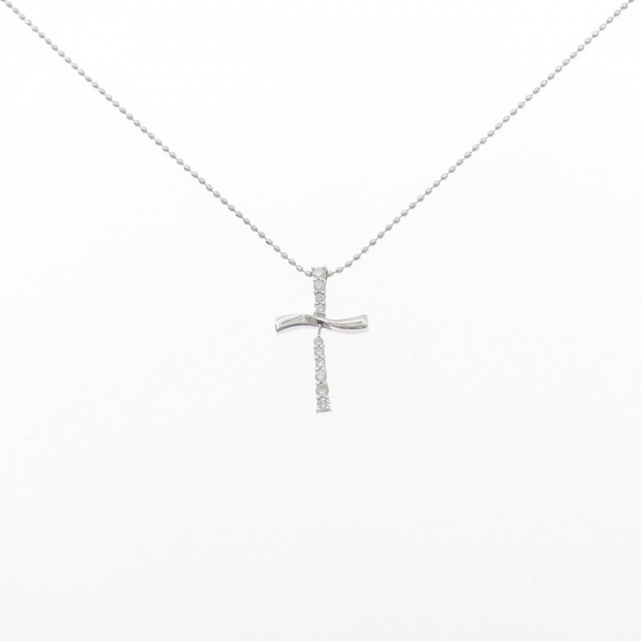 K18WG クロス ダイヤモンド ネックレス 0.13CT - メルカリ