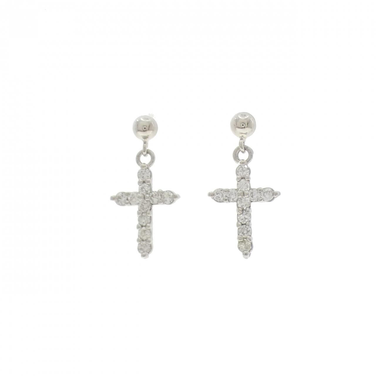 【新品未使用】PT900 天然ダイヤモンド　クロス　ピアス pt900ダイヤモンドクロスピアス0.06ct 天然ダイヤモンド