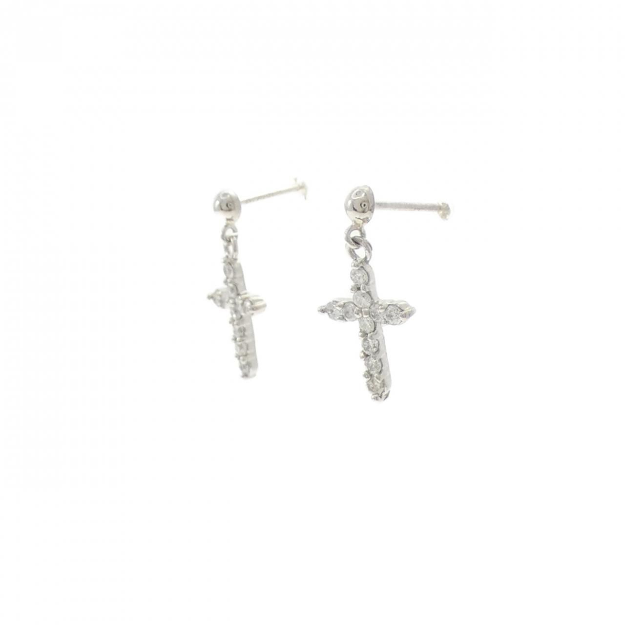 PT900 クロス ダイヤモンド ピアス 0.30CT - メルカリ