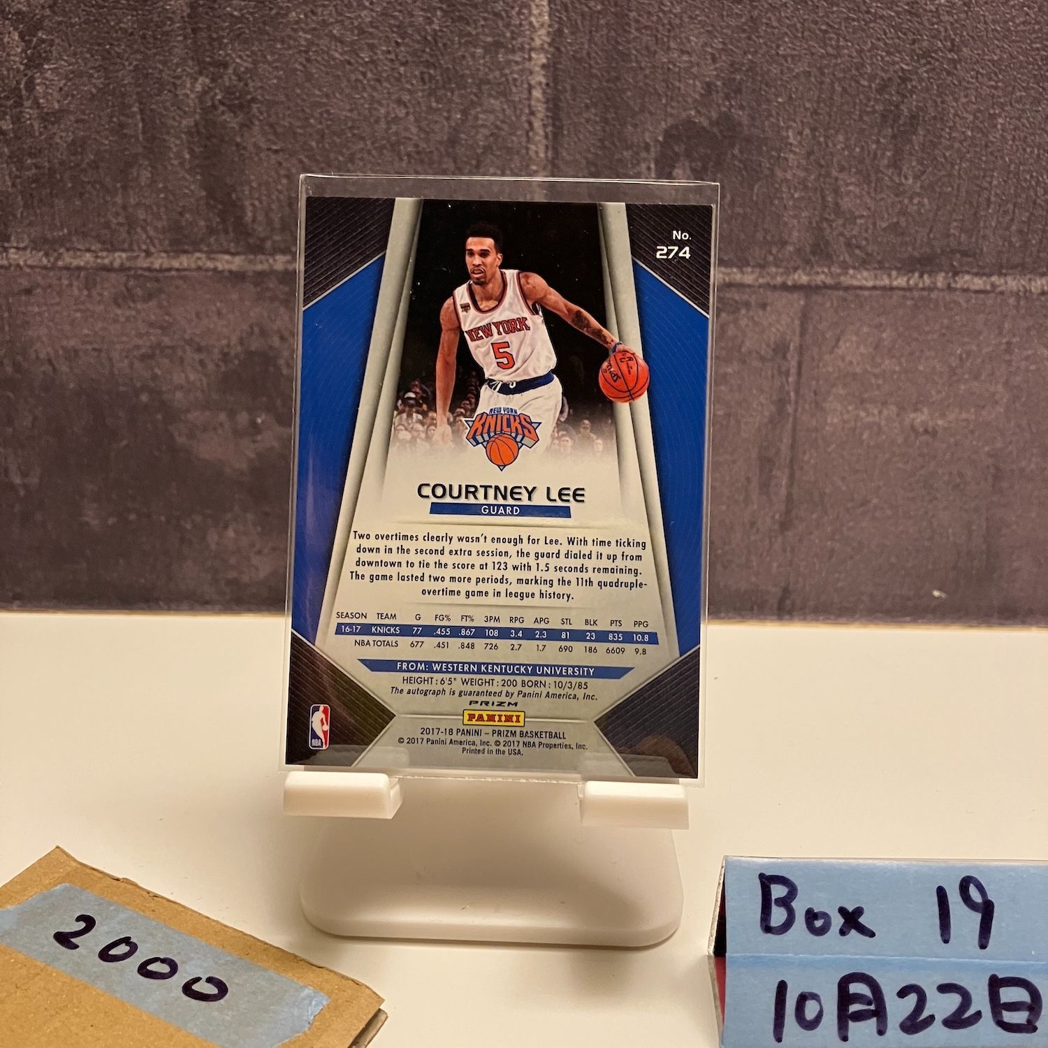 2017-18 Panini Prizm Courtney Lee 直筆サインカード New York Knicks