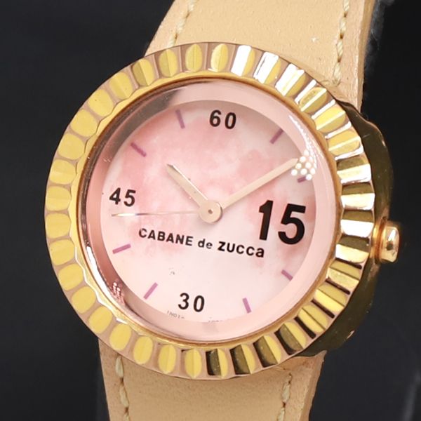 QZ CABANE DE ZUCCA ラウンド ピンク文字盤 レディース腕時計 2000000