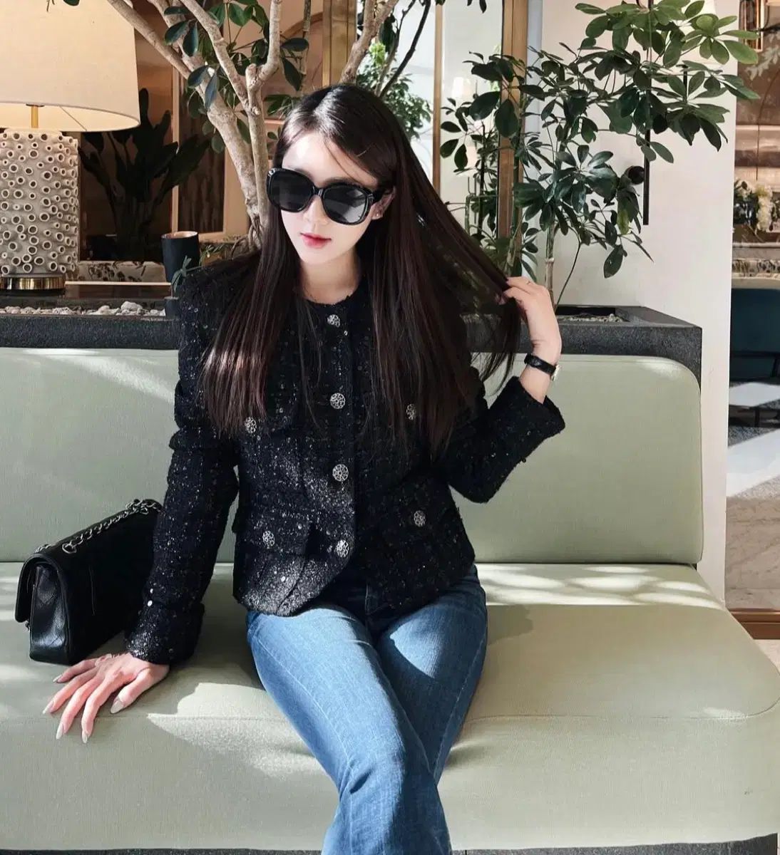 タグ付き) ルーハ a17h ブラック ウールツイード ジャケット