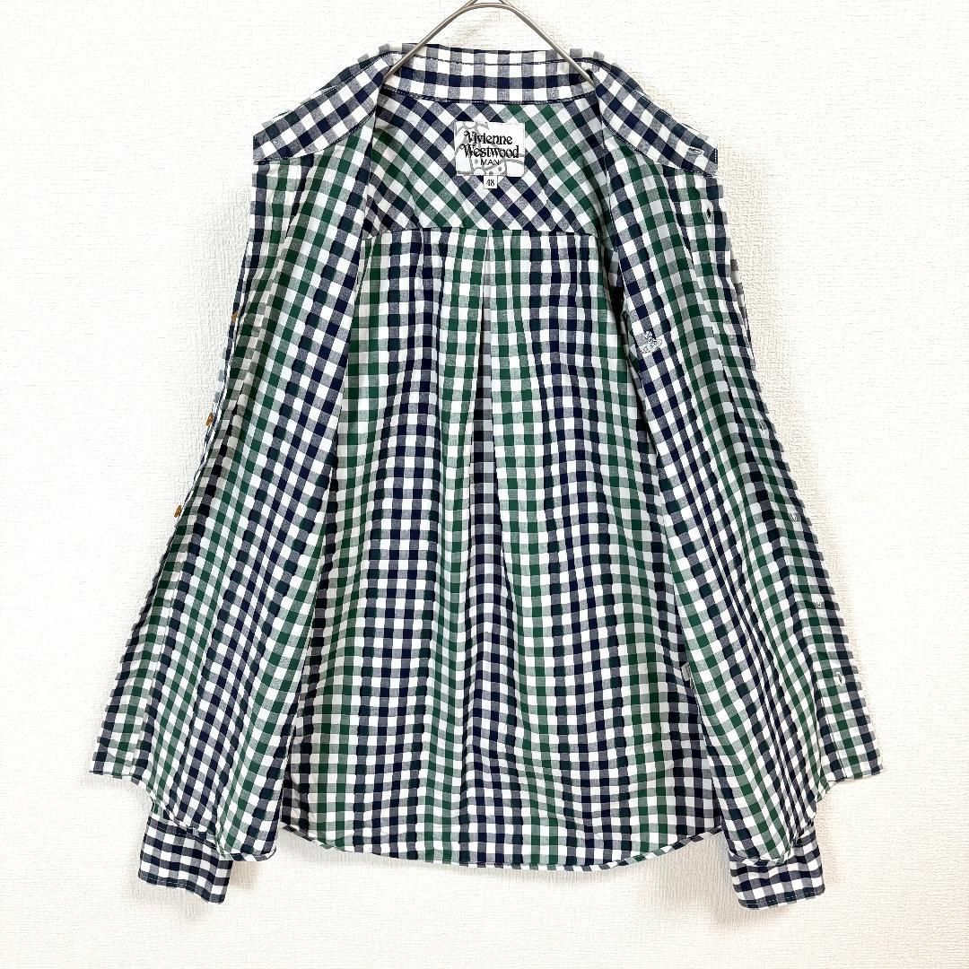 ヴィヴィアンウエストウッド♪変形長袖ブラウス チェック柄 オーブ刺繍 サイズ ヴィヴィアンウエストウッド チェックシャツ 長袖 オーブ刺繍 Vivienne